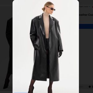 VINTAGE TIBOR WOMENS 100% LEATHER FLOOR LENGTH TRENCH COAT BLACK SZ MEDIUM RETRO